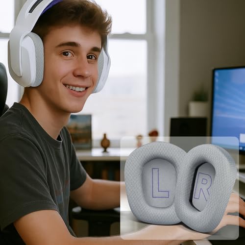Image of SOULWIT Mesh Fabric Professional Earpads Replacement for Logitech G733 G535 G335 Lightspeed Wireless Gaming Headset, Ear Pads Cushions with Comfort Noise Isolation Foam - Grey