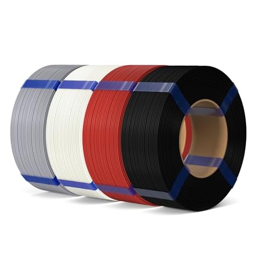 ELEGOO PLA Basic Refill Filament 1.75mm Bundle 4KG, 3D Printer Filament No Spool for Reusable Spool Refilling Dimensional Accuracy +/- 0.02mm, 4pcs 1kg Spool(2.2lbs) Black, White, Grey, Red