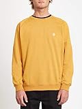Bordado de piedra en el pecho Volcom Timesoft Crew Sudadera, Hombre, Inca Gold, S