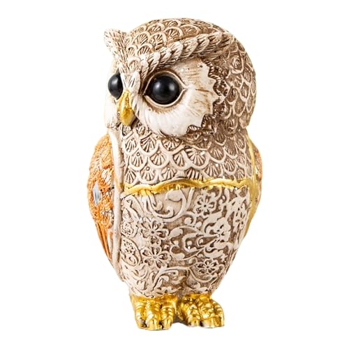 Générique Statuette De Chouette - Figurine Hibou - Ornements Animaux Fait Main Sculpture Bureau Étagère Chambre Salon Décoration Table