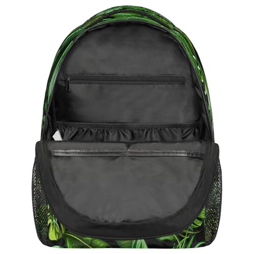 Green Tropical Palm Leaves Kids Backpack, Lightweight School Bookbag Large Capacity Laptop Backpack Water Resistant Daypack Shoulder Bag for Teenager Boys Girls3