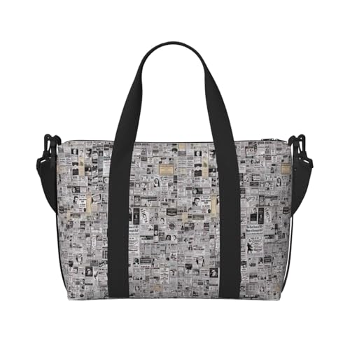 Sac à main imperméable et ultra léger imprimé journal