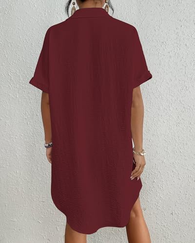 Image of Bsubseach Women Swimsuit Coverup Shirt Dress Button Down Bathing Suit Cover Up Beach Vacation Outfits