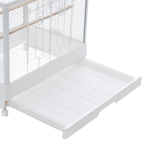 Image of Pet Products Clear View Glass Bird Cage Crystal Palace for Small Birds - White Frame