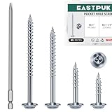 EASTPUK #8 Pocket Hole Screws Assortment Kit, 95Pcs Anti-Rust Zinc Plated Pocket Screws, Self-Tapping Tip Square Drive Wood Screw for Furniture with 150mm Drill Bit