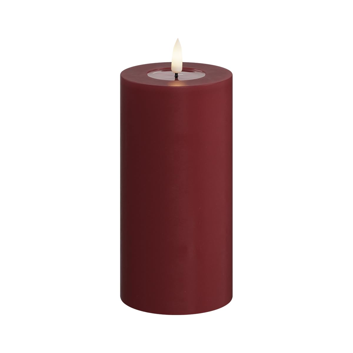 Deluxe Homeart Indoor Flameless LED Candle - Bordeaux Red - with Real Flameβ’ Technology - Battery Powered Candle (7.5 x 15 cm)