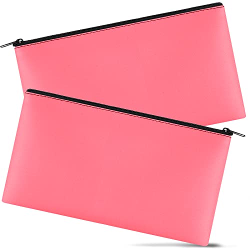 Image of 2 Pieces Money Bags with Zipper, 11x6.1 inch Money Pouch, Bank Bag, Cash Bag, Check Wallet, Cosmetics(peach)