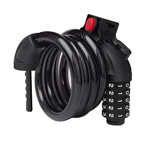 Bicycle Lock, Cable Bike Lock, 5-Digit Code Bicycle Lock, 4ft Security Lock, Suitable for Electric Bikes Bicycle, Motorbike, Scooters
