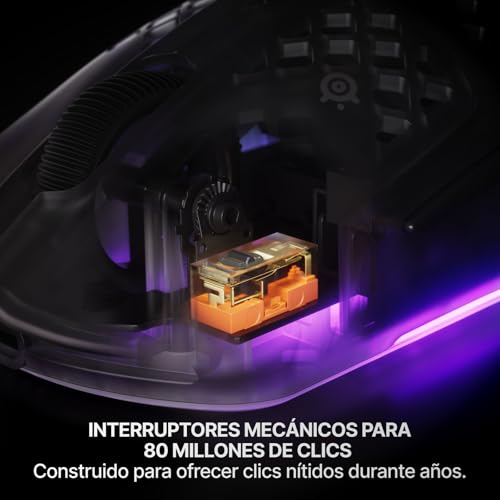 Miniatura 6 de Steelseries Aerox 3 Wireless Gen 2: Ratón Gaming de 68 g, Tasa de Sondeo: 4K, Sensor Óptico: 26 000 dpi, Batería: 200 h, Clasificación IP54, 80 M de Clics, RGB, Deslizadores 100% PTFE, Shadow