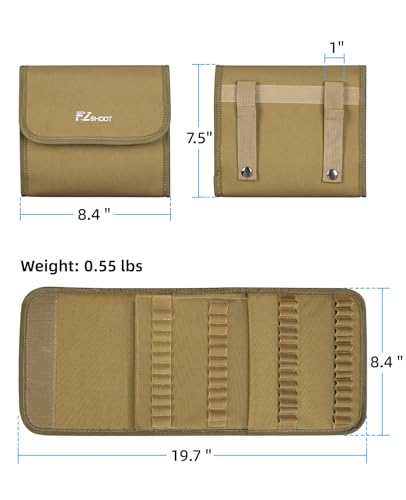 EZshoot 100 Rounds Molle Ammo Pouch for Bullets Ammo Bag Tactical Pouches for Ammo Storage Foldable Cartridge Shell Holder Case Khaki - Thumbnail 5