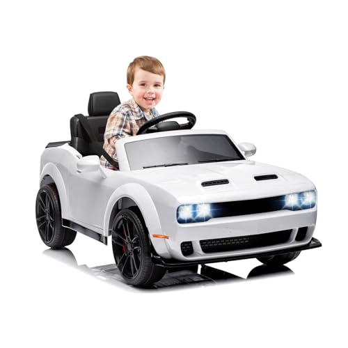 Licensed Dodge Challenger 12V Kids Ride-On Car, Battery Powered Electric Vehicle with Parent Remote Control, Spring Suspension, Music & LED Lights for