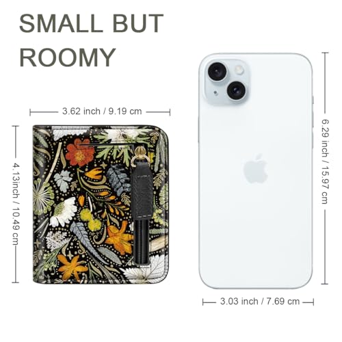 Image of Small Womens Wallet Thin Credit Card Holder Pocket Mini Purse | Compact Women Slim RFID Blocking Wallets Bifold Ladies Pocket Card Holders for Travel & Daily Use, Dried Floral