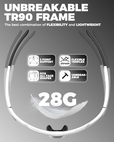 Image of Photochromic Sunglasses for Men Women, Transition Sunglasses for Cycling | Lightweight TR90 Frame, UV Protection, Photochromic Lens, Adjustable Nose Pad, Ideal for Cycling Driving Mtb Running