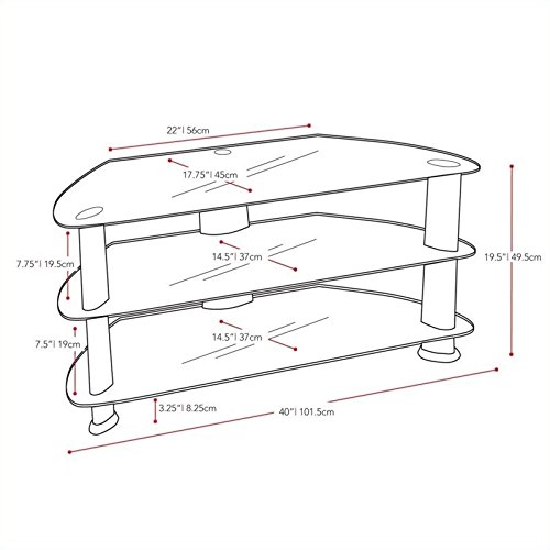 Atlin Designs Tempered Glass 40" Open Shelf Storage Tv Stand In Satin Black #TOP5
