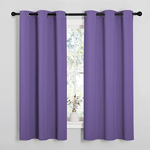 Image of NICETOWN Window Curtain Panels, Thermal Insulated Solid Grommet Blackout Draperies /Drapes for Basement (Lilac Purple, 1 Pair, 34 by 54-inch)