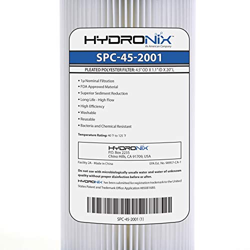 Hydronix SPC-45-2001 Pleated Water Filter Whole House Commercial Industrial Washable and Reusable 4.5 x 20-1 Micron image 2