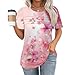 Short Sleeve Shirts for Women Summer Fashion 2025 Dressy Casual Blouses Round Neck Cute Tops Boho Floral Graphic Tees Trendy Pleated Tunic Tops for Leggings