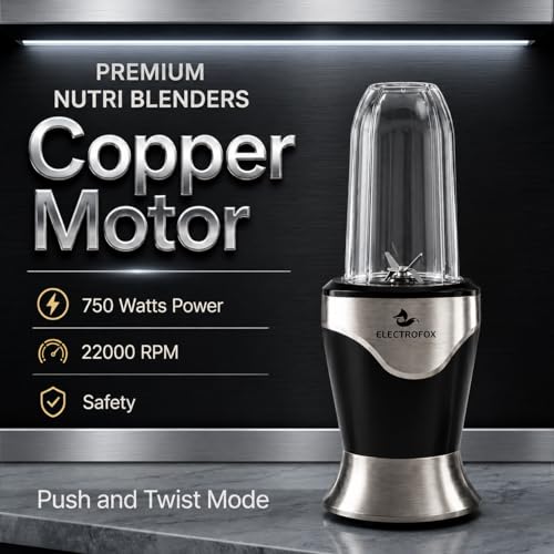 Image of Electrofox ActiveBlend 2 Jar Pro Nutri Blender 750 W Juicer Mixer Grinder For Smoothies, Juice and Protein Shake (2 Jar Active Blend Nutri | 2 Jars | Silver) 4 Years Warranty