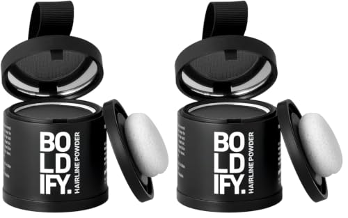 Image of BOLDIFY Hairline Powder - Water-Resistant Root Touch Up Hair Color for Gray Coverage - 24-Hour Stain-Proof, Mess-Free Hair Powder for Thinning Hair (Large 10g, Dark Gray)