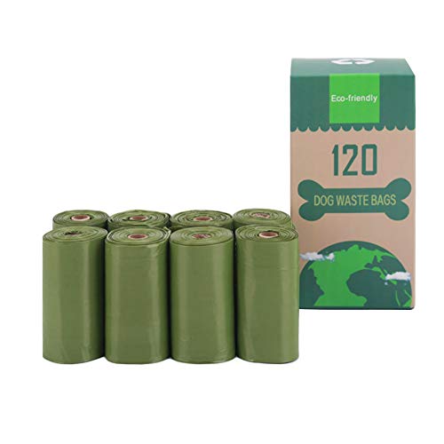 MKDcom 120 Counts Unscented Biodegradable Dog Poop Bags, Earth-Friendly| Leak-Proof| Recyclable| Easy Tear-Off| Refill Rolls Pet Poop Waste Bags, Green, 9 x 13 Inches