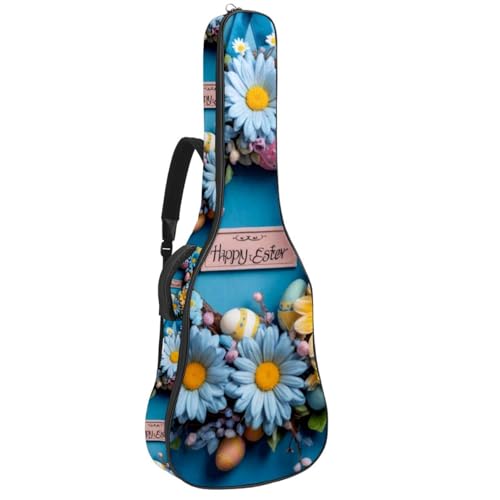 Sac de guitare acoustique étanche 42.9" bleu à motif de Pâques