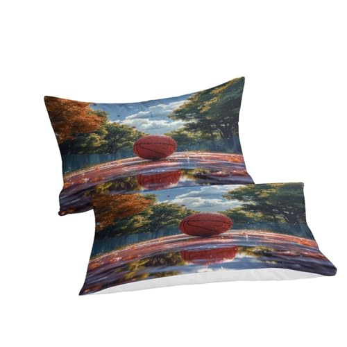 Housse de couette basket double évite la transpiration parure microfibre 3D - 5