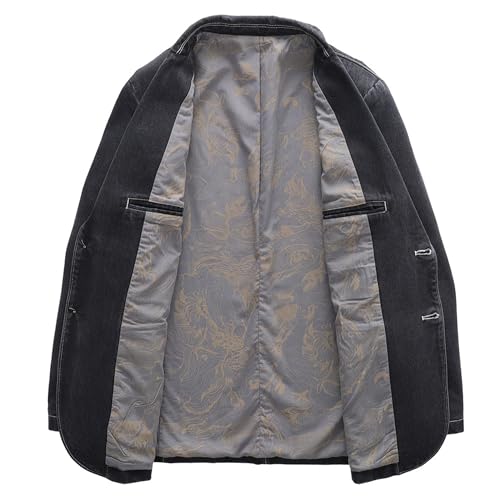 Men's Denim Suit Jacket Two Buttons Comfortable Jean Coat Notch Lapel Vintage Skinny Blazer Sport Outwear3