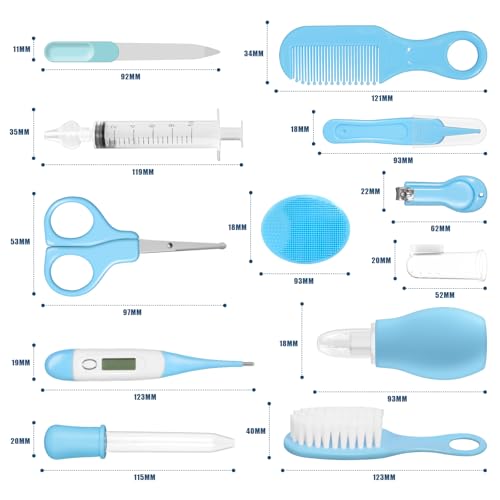 GLOSKIN Trousse de Soin Bebe Naissance,Ensemble de 13 Pièces,Kit Soin Bebe,Équipé de Set Manucure Bebe,de Peignes et D'autres Ensembles de Soins de Sécurité pour Bébé,Baby Daily Care Essentials (Bleu) – Image 3