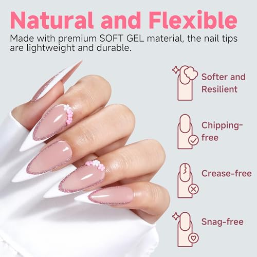 Image of UNA GELLA Long Stiletto Nail Tips, 312pcs Clear Stiletto Press On Nails