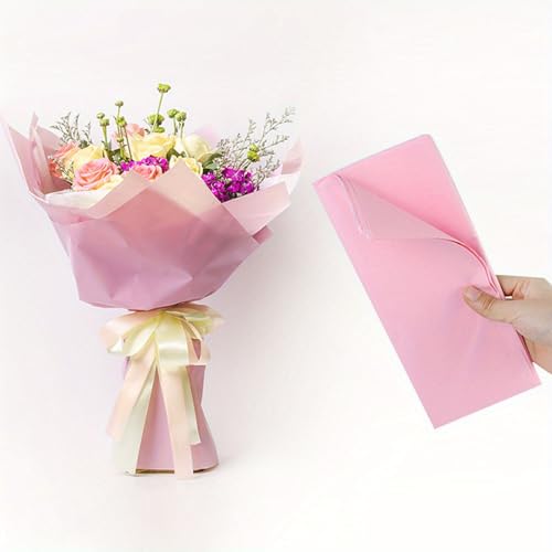 72 Blatt Seidenpapier Rosa, 50 x 70 cm - Geschenkpapier für Blumenstrauß & Pompon-Verpackung
