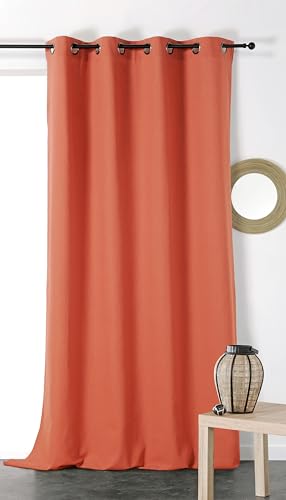 Linder Rideau Métis en matières Naturelles (Coton/Lin) Coloris Rose Brique œillets 135 x 260 cm