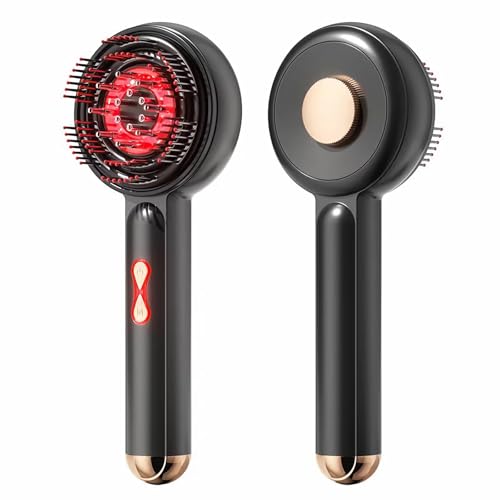 Electric Scalp Massager with Red Light for Hair Care Hair Oil Applicator Comb Reduce Hair Loss Portable Head Massager for Scalp Care & Relaxation for Travel Office Home (black)