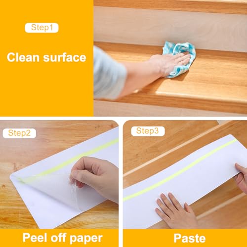 Image of Qingluan Anti Slip Tape Heavy Duty Grip Tape Non Slip Stair Treads Waterproof High Traction Safety Tape for Indoor Outdoor Stairs Steps Floors(Transparent Glow in The Dark Green, 6 Inch x 32.8ft)