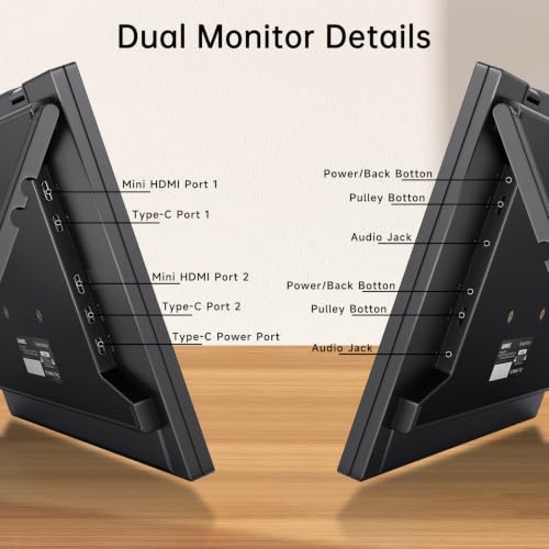 Image of Portable Monitor 15.6 inch Dual Foldable FHD USB-C Laptop Screen Extender | FHD 1080P Ultra-Slim Travel IPS Display with HDR,100% sRGB VESA & Built-in Speakers for Mac Phone PS5 Xbox Switch