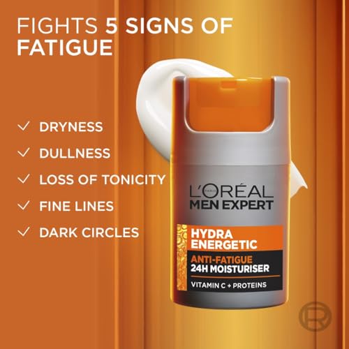 L'Oréal Men Expert Anti-Fatigue Moisturiser, Hydra Energetic Men's Moisturiser With Vitamin C* Fights Appearance of Dark Circles And Hydrates Skin - 50 ml - 3