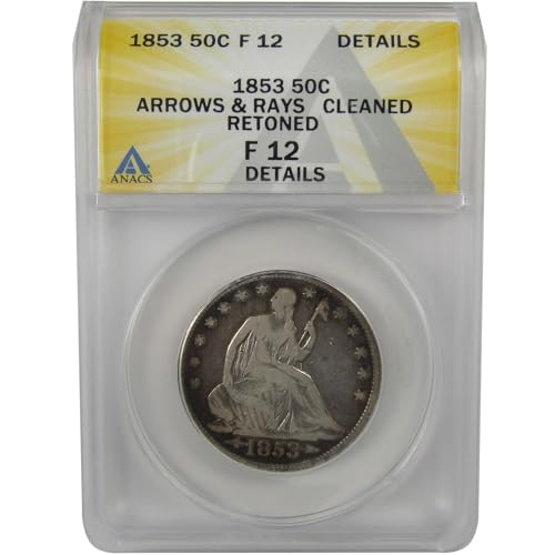 1853 Arrows Rays Seated Liberty 50C F 12 Details ANACS
