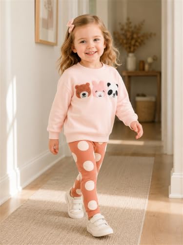 Image of Little Girls Clothes Sets - Cute Sweatshirts Top Shirt & Leggings 2 Piece Kids Fall Winter Outfits Toddler Clothing