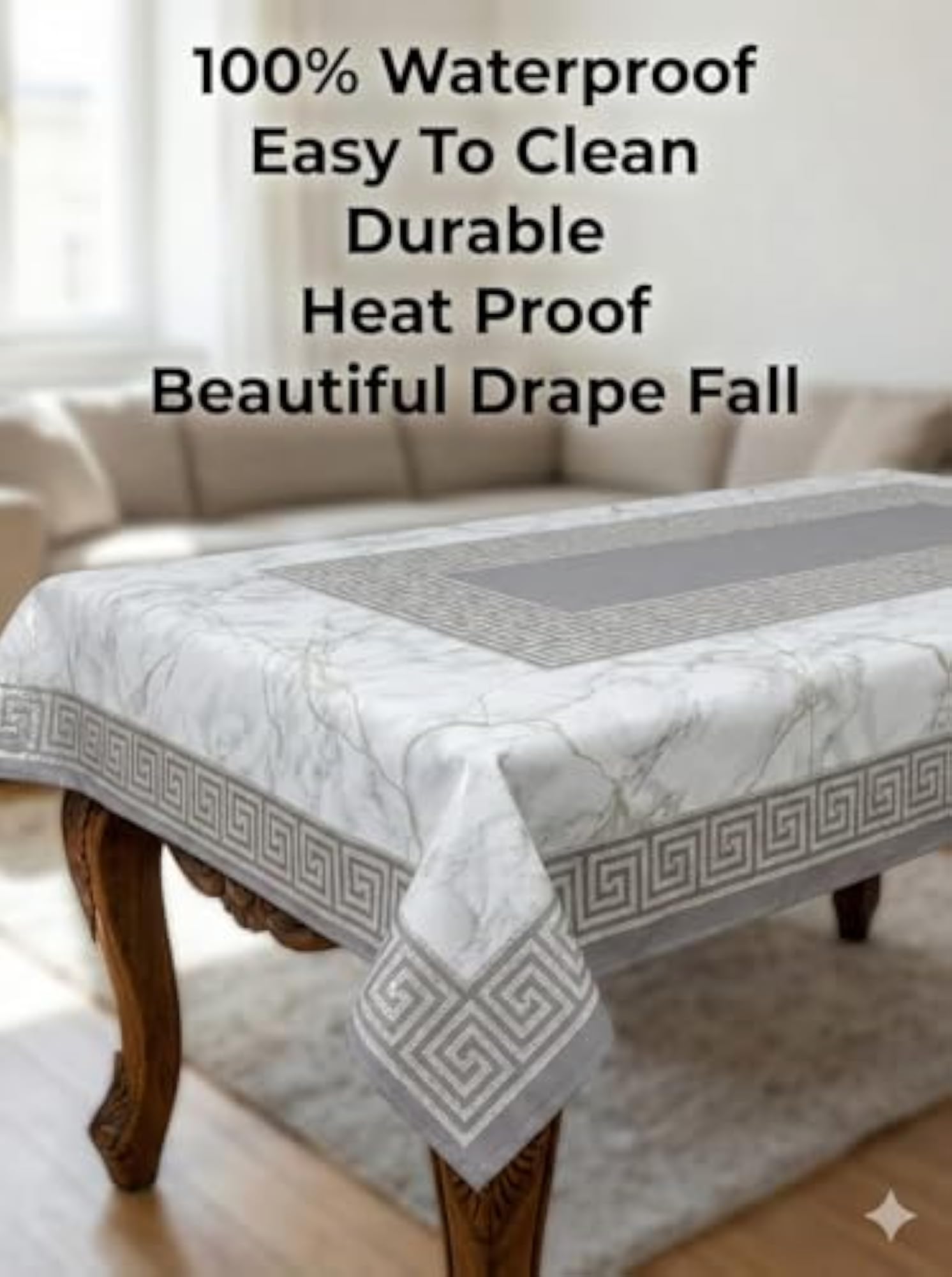 Premium Printed Dining Table Cover, Waterproof & Oilproof PVC