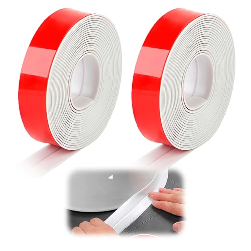 CJMUQHEHH 2 cintas de sellado autoadhesivas, impermeables, 3,2 x 22 mm, PVC blanco, para bañera, ducha, cocina, aseos y baño, resistente al moho y fácil de usar, humedad