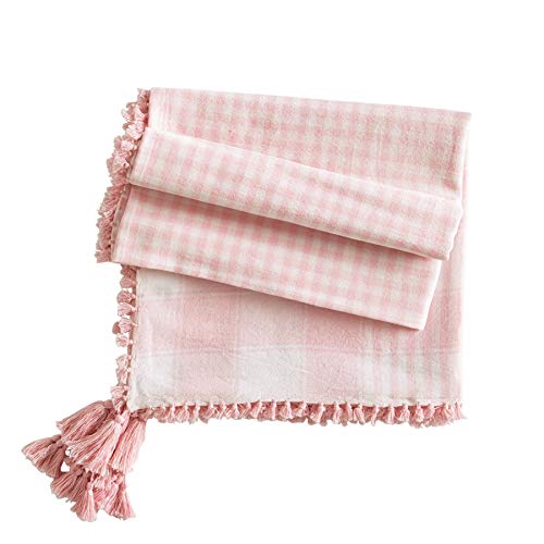 Mud Pie Women Plaid Tassel Scarve (Blush), pink, one size (80260027BS)