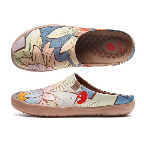 Image of UIN Slipper Woman Travel Art Painted Shoes Wide Toe Casual Home Slip On Mules Malaga