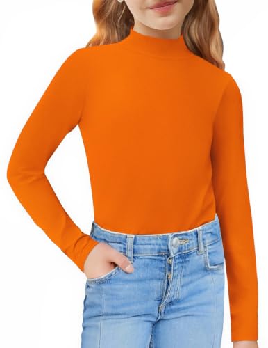Image of Arshiner Girls Long Sleeve Mock Turtleneck Shirts Slim Fit Base Layer Top