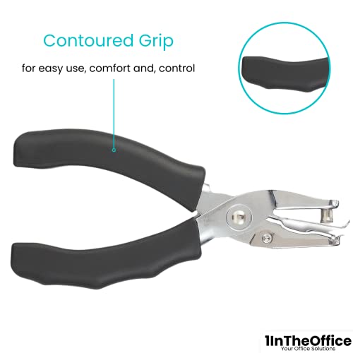 1Intheoffice Hole Puncher Single, Hole Punch For Paper, Grip 1-Hole Punch, 5 Sheet Capacity,"2 Pack" #TOP3