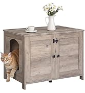 HOOBRO Cat Litter Box Enclosure, Hidden Cat Washroom Furniture with Divider, Wooden Pet House End...
