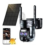 Abiso 4K Überwachungskamera, WLAN, für den Außenbereich, kabellos, mit Dual-Objektiv/Solar-Kamera/Akku, automatische Tracking, Farbnacht, Sirene, bidirektionales Audio, PIR & Erkennung, 2,4/5G WiFi