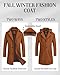Chrisuno Trench Coat For Men Jacket Fashion Notch Lapel Slim Fit Peacoat Single Breasted Long Winter Warm Overcoat Coffee M