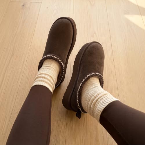 Image of DREAM PAIRS Women's Platform Genuine Suede House Slippers