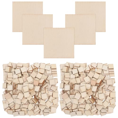 Housoutil 300 Piezas Madera Cuadrada de Piezas de Madera sin Terminar para Manualidades DIY para Pintura Decoración y Proyectos Creativos