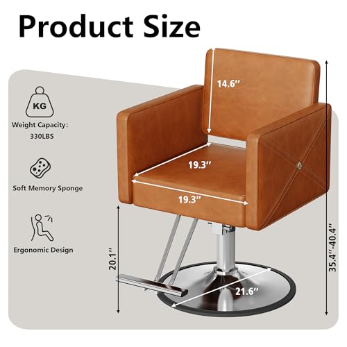 Image of LOUVIXA Barber Chairs for Hair Stylist, Height Adjustable Hydraulic Salon Chair, 360 Degrees Rotation, Multi-Function Shampoo Chair for Salon Home Barbershop (Brown)