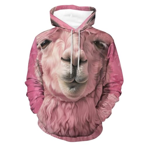 Sweat à capuche alpaga rose pour rester au chaud avec un hoodie manches longues S